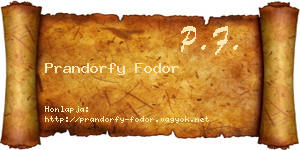 Prandorfy Fodor névjegykártya